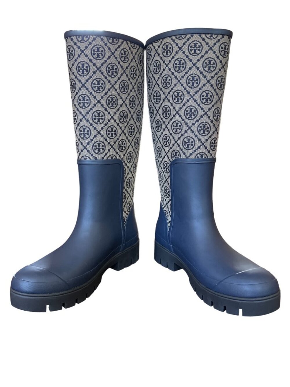 N-84. Tory Burch T Monogram Hurricane Tall Boot Perfect Navy US 8 - Picture 5 of 7